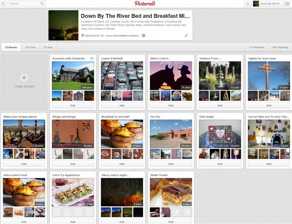Our San Pedro River B and B Pinterest Screen Capture