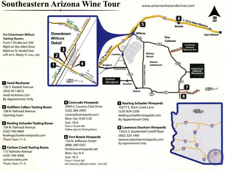 Willcox area winery Map
